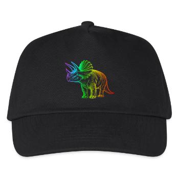 Regenbogen-Triceratops-Dinosaurier - Kinder Basecap - Schwarz - Vorne