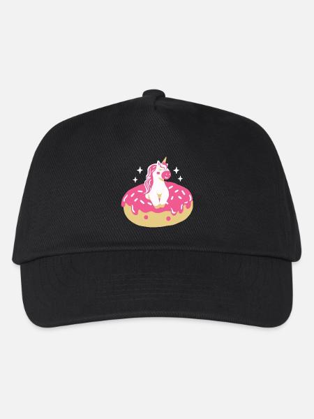 Donut und Einhorn - Kinder Basecap - Schwarz