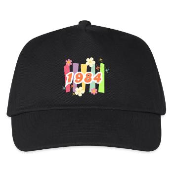 1984 Retro Flowers and Stripes - Kids’ Baseball Cap - black - Front