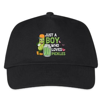 Just A Boy Who Loves Pickles Dill Vegan Cucumber - Kinder Basecap - Schwarz - Vorne