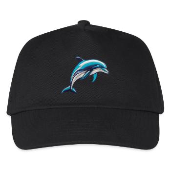 Dauphin brodé - Casquette de baseball Enfant - noir - Devant