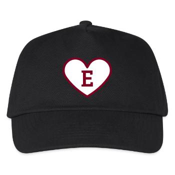 Buchstabe e Herz Burgund Trend Sport - Geschenkidee - Kinder Basecap - Schwarz - Vorne