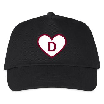 Herzbuchstabe Burgund Trendsport - Geschenkidee - Kinder Basecap - Schwarz - Vorne