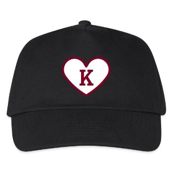 Buchstabe k Herz Sport Trend Burgund - Geschenkidee - Kinder Basecap - Schwarz - Vorne