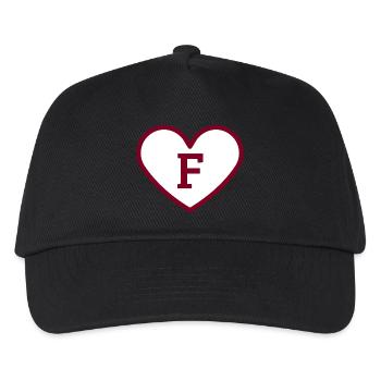 Buchstabe f Herz Sport Trend Burgund - Geschenkidee - Kinder Basecap - Schwarz - Vorne