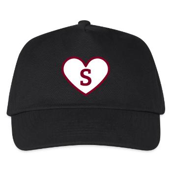 Buchstabe s Herz Sport Trend Burgund - Geschenkidee - Kinder Basecap - Schwarz - Vorne