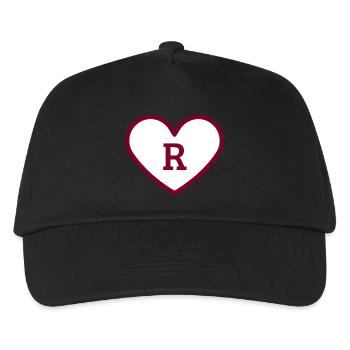 Buchstabe r Herz Sport Trend Burgund - Geschenkidee - Kinder Basecap - Schwarz - Vorne