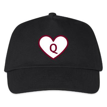 Buchstabe Q Herz Sport Trend Burgund - Geschenkidee - Kinder Basecap - Schwarz - Vorne