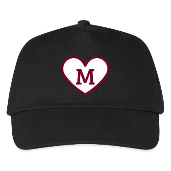 Buchstabe m herz sport trendy burgund - Geschenkidee - Kinder Basecap - Schwarz - Vorne