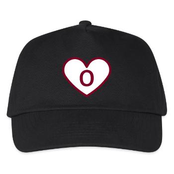 Buchstabe o Herz Sport Trend Burgund - Geschenkidee - Kinder Basecap - Schwarz - Vorne