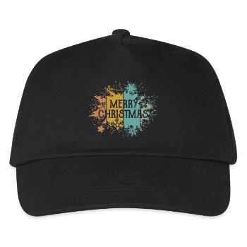 retro Merry Christmas Schneeflocke Eiskristall - Kinder Basecap - Schwarz - Vorne