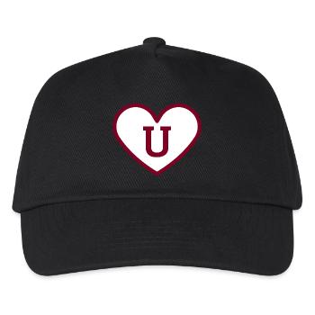 Buchstabe u Herz Sport Trend Burgund - Geschenkidee - Kinder Basecap - Schwarz - Vorne