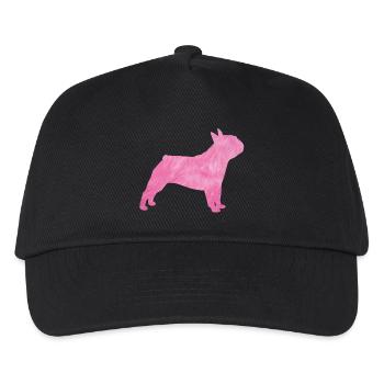 Mops flauschig Fell Hund rosa Herrchen Frauchen - Kinder Basecap - Schwarz - Vorne