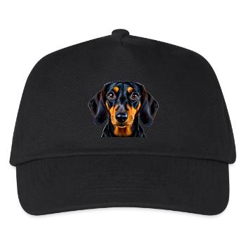 Dackel Hund Porträt treu aufmerksam Rasse Hunde - Kinder Basecap - Schwarz - Vorne