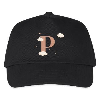Buchstabe p bewölkt Sterne - Kinder Basecap - Schwarz - Vorne