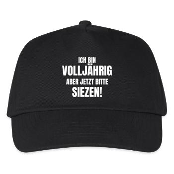 Ich bin volljährig. Aber jetzt bitte Siezen! - Kinder Basecap - Schwarz - Vorne