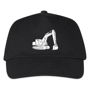 Bagger Silhouette Baugeräteführer Tiefbau - Kinder Basecap - Schwarz - Vorne