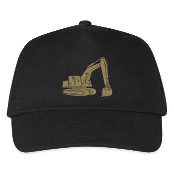Bagger Silhouette Baugeräteführer Tiefbau - Kinder Basecap - Schwarz - Vorne