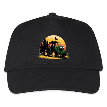 Traktor - Schlepper - Landwirt - Kinder Basecap - Schwarz - Vorne