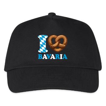 I Love Bavaria Brezel - Herz - Spruch - Kinder Basecap - Schwarz - Vorne