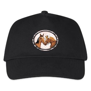 Portrait de chevaux aimants dans un cadre décoratif - Casquette de baseball Enfant - noir - Devant