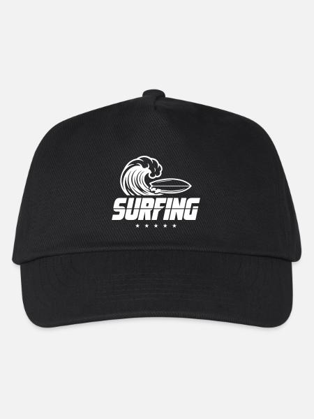 Surfing Surfboard - Kinder Basecap - Schwarz