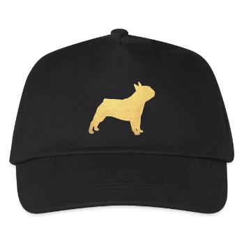 Mops Gold Hund Tierliebe deluxe Gassi Wauwau Wuff - Kinder Basecap - Schwarz - Vorne