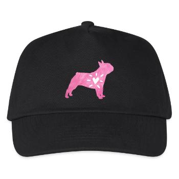 Mops Herz Liebe Fell Hund Wauwau rosa Tierliebe - Kinder Basecap - Schwarz - Vorne