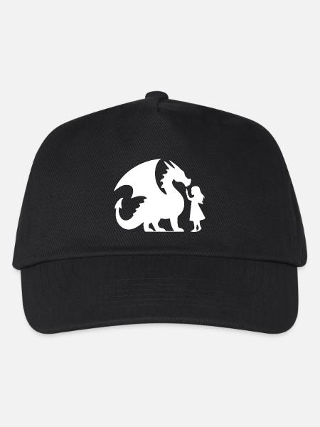 Episches Drachen- und Mädchen-Silhouetten-Design - Kinder Basecap - Schwarz