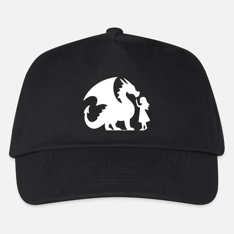Episches Drachen- und Mädchen-Silhouetten-Design - Kinder Basecap - Schwarz
