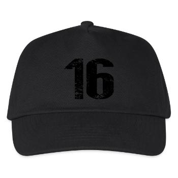 16 Number Jersey - Kids’ Baseball Cap - black - Front