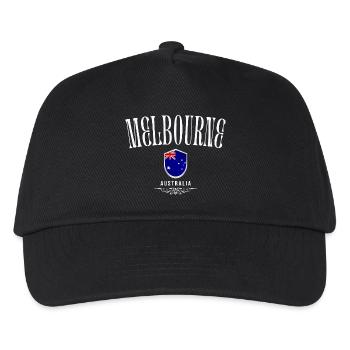 Melbourne, Australien, schlankes und minimalistisches Design - Kinder Basecap - Schwarz - Vorne