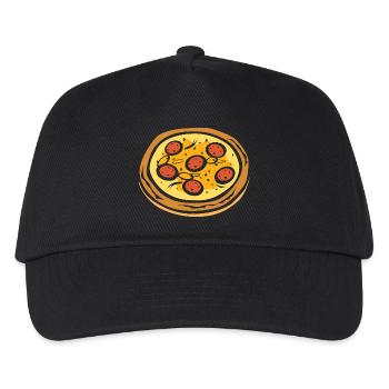 Pizza Salami Design – Lustiges Food Motiv - Kinder Basecap - Schwarz - Vorne