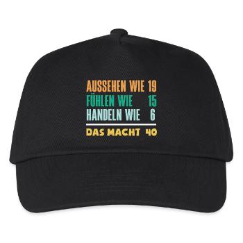 Funny 40th Birthday Gift Birthday Shirt - Kids’ Baseball Cap - black - Front