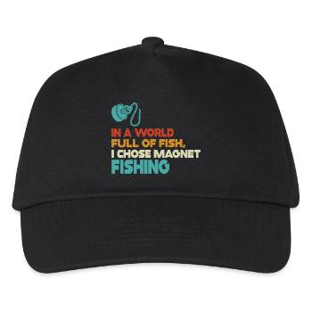 Neodym-Magnet zum Angeln, magnetischer Fischer - Kinder Basecap - Schwarz - Vorne