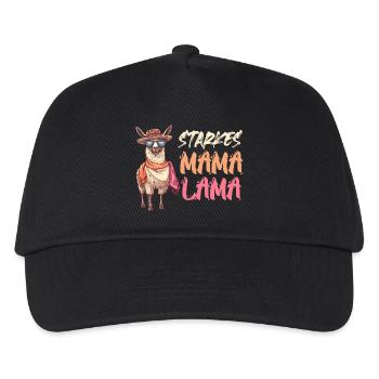 Werdende Mutter STARKES MAMA LAMA Lustiges - Kinder Basecap - Schwarz - Vorne