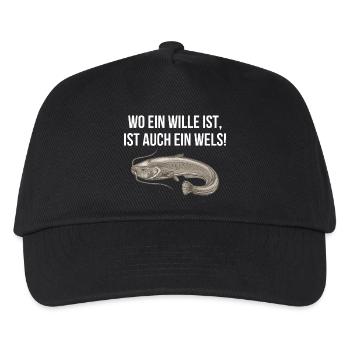 Wels Spruch Angel Print - Kinder Basecap - Schwarz - Vorne