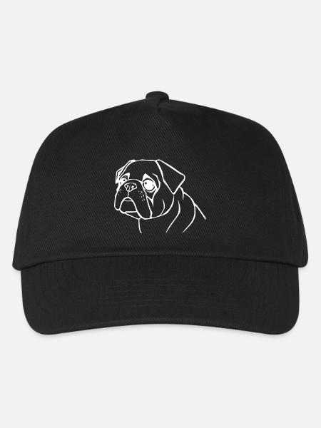 personalisiertes Mops Hunde T-shirt Geschenk - Kinder Basecap - Schwarz