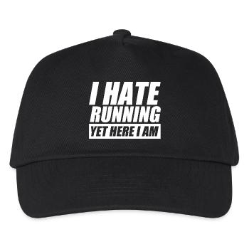 I hate running lustiges Lauf Joggen Läufer - Kinder Basecap - Schwarz - Vorne