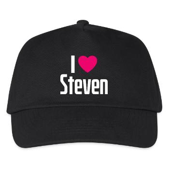 I Love Steven Pinkes Herz Ich liebe Steven - Kinder Basecap - Schwarz - Vorne