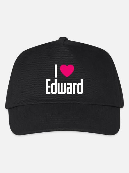 I Love Edward Pinkes Herz Ich liebe Edward - Kinder Basecap - Schwarz