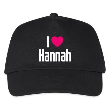 I Love Hannah Pinkes Herz Ich liebe Hannah - Kinder Basecap - Schwarz - Vorne