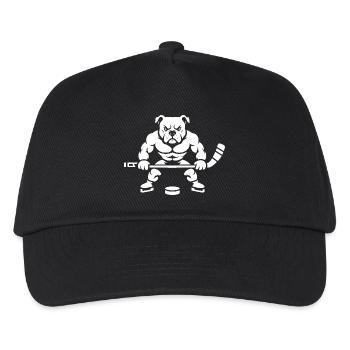 Muskulöser Bulldogge Eishockeyspieler Silhouette - Kinder Basecap - Schwarz - Vorne