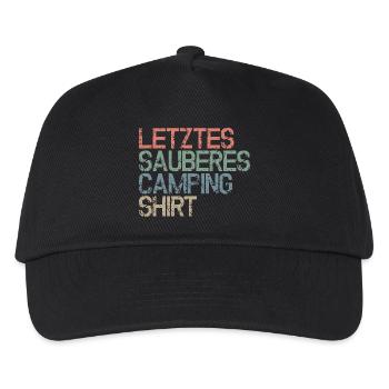 Letztes sauberes Camping - Shirt - Lustige Sprüche - Kinder Basecap - Schwarz - Vorne