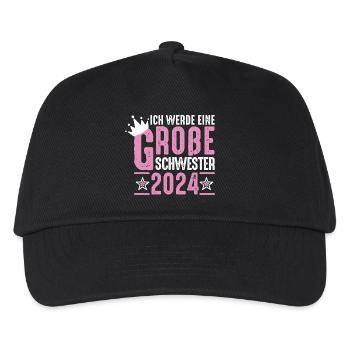 Big Sister 2024 Pink Crown - Kids’ Baseball Cap - black - Front