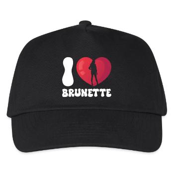 I Love Brunette Herz Silhouette - Kinder Basecap - Schwarz - Vorne
