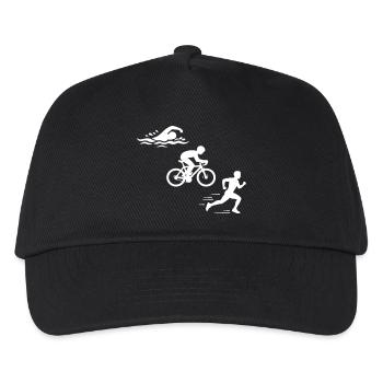 Triathlon Silhouette Triathlet - Kinder Basecap - Schwarz - Vorne