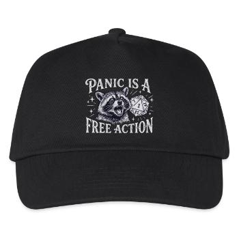 Panic is a Free Action – Raccoon D20 Design - Kinder Basecap - Schwarz - Vorne