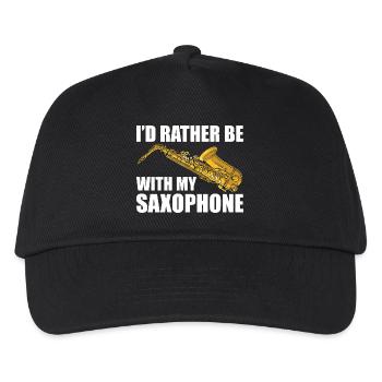 I'd rather be with my Saxophon Saxophonspieler - Kinder Basecap - Schwarz - Vorne