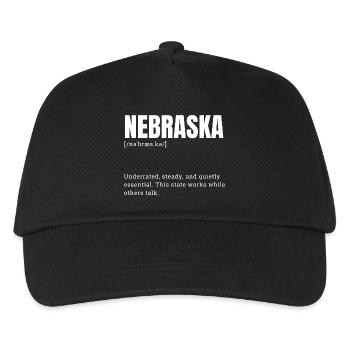 Nebraska Bold Typo Emblem - Kinder Basecap - Schwarz - Vorne